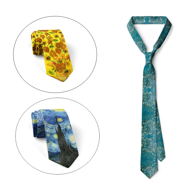 3d Printed Oil Painting Tie Men's Fun Fashion Business Wedding Party Qme