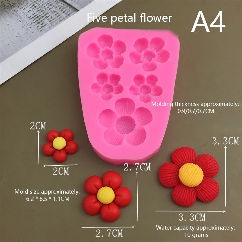 Cute Cartoon Silicone Molds DIY Flowers Bow Bee Fondant Cupcake Cake Qme A4