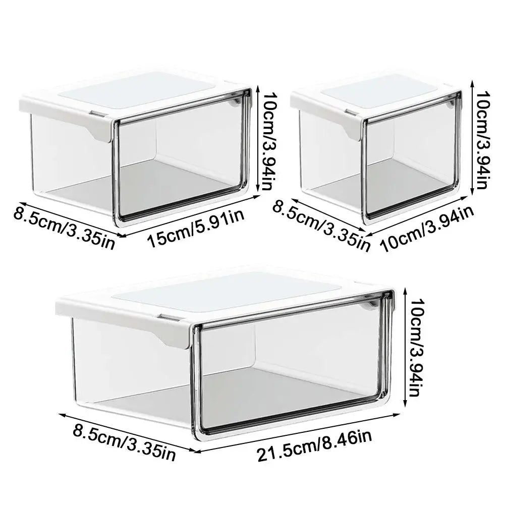 Plastic Drawer Style Storage Box Self Adhesive Large Capacity Makeup Storage Container Transparent Space Saving ﻿ Qme