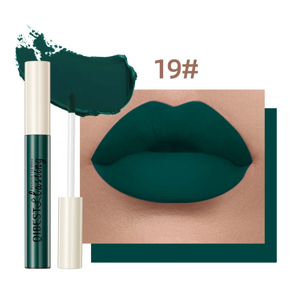 Nude Matte Lip Gloss 24 Colors Long-lasting Velvet Lipstick Waterproof Non-stick Cup Sexy Red Dark Lip Tint Makeup Cosmetic Qme 19