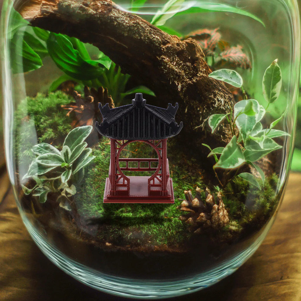 Miniature Pavilion Plastic Statue Realistic Micro Landscape Decoration Aquarium Garden Desktop Decor Miniature Pavilion Qme