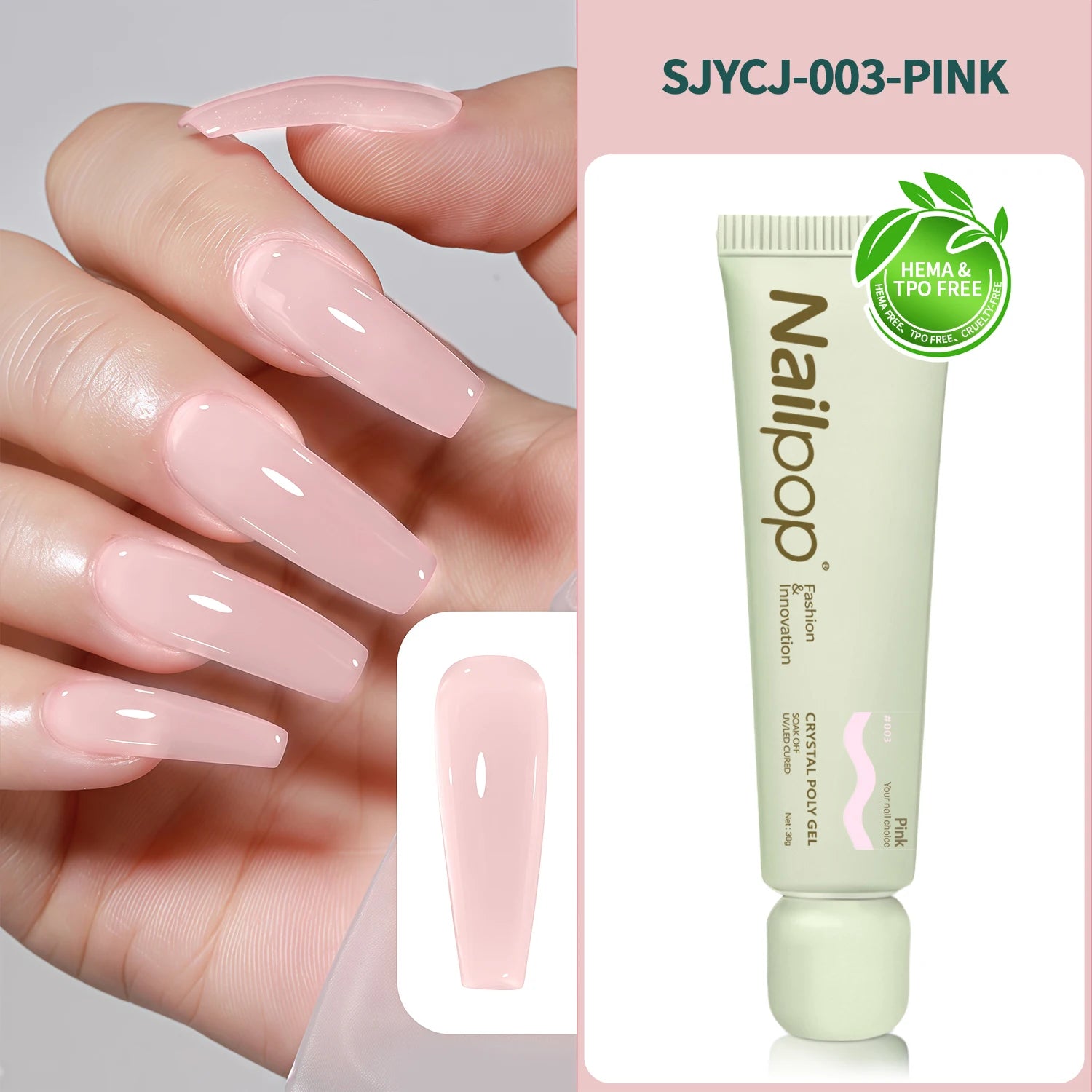 Nailpop Crystal Poly Nail Gel 6 Colors Builder Nails Extension Quick Qme SJYCJ-001-Pink
