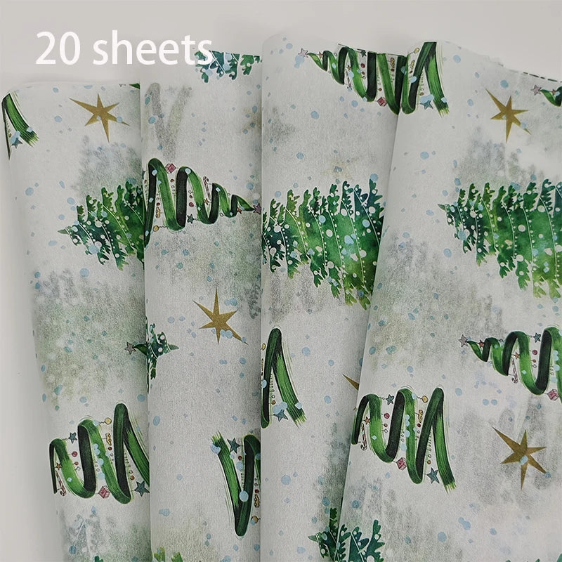 10/20 sheets of colorful lightweight Christmas tree pattern tissue paper, gift wrapping paper, suitable for weddings, Christmas Qme 20 sheets