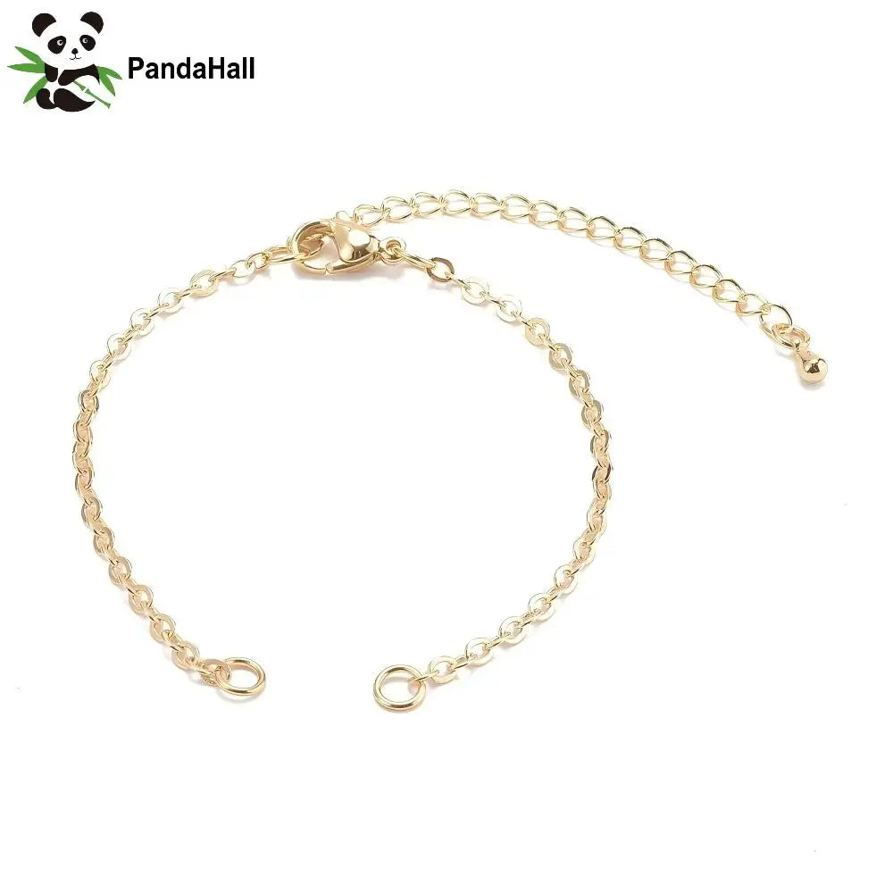 PandaHall 25PCS Brass Cable Chain Bracelet Makings with Jump Rings & Lobster Clasps, Gold 6-3/8 inch(16.3cm) for DIY Jewelry Qme Default Title