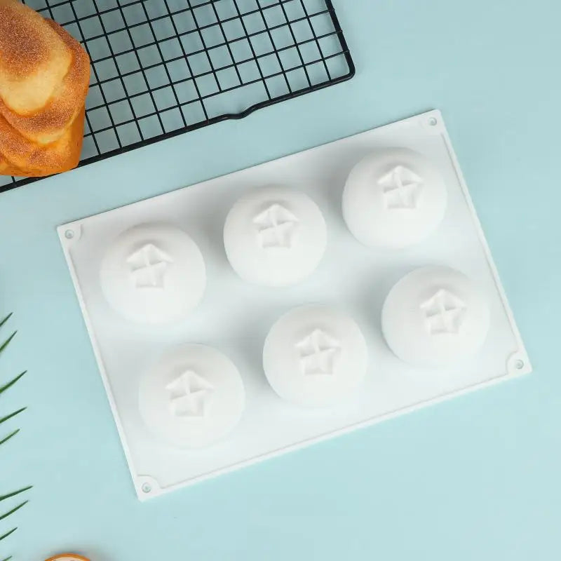 DIY Silicone Baking Mold Chocolate Pudding Bakeware 6 Cavity Qme White