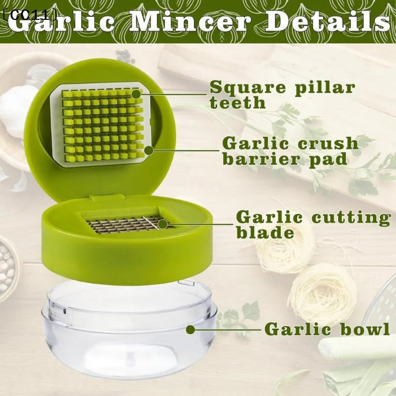 Garlic Press Manual Mincer ABS Stainless Steel Slicer Handheld Ginger Qme