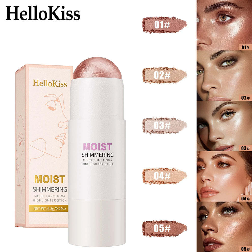 5 Colors Water Light High Gloss Stick Bronzer Shimmer Highlighter Blush Waterproof Face Contour Brighten Stereo Facial Makeup Qme