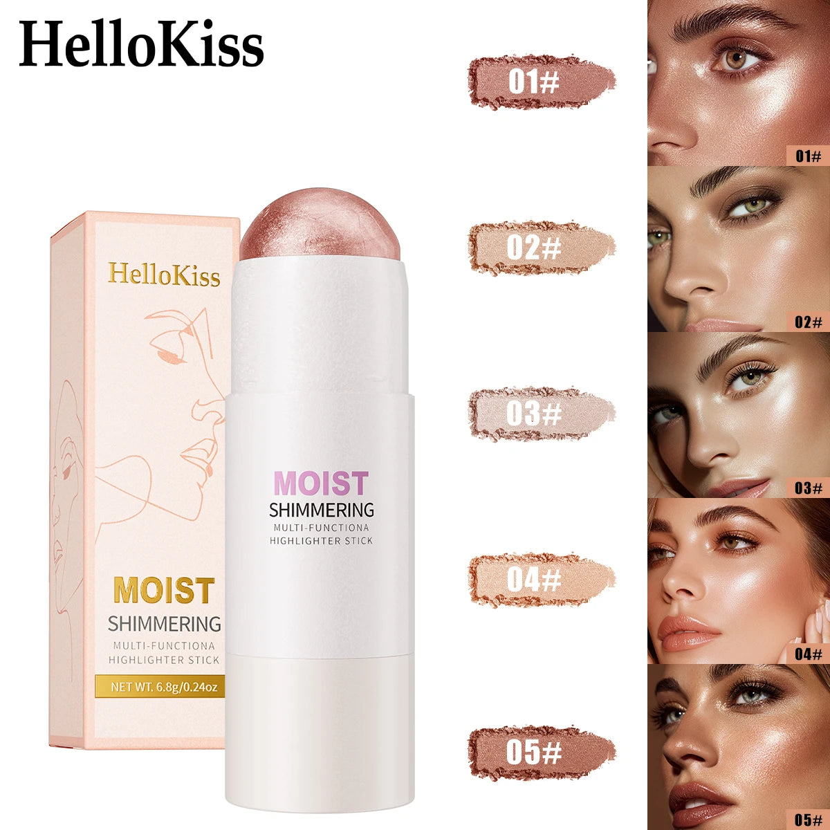 5 Colors Water Light High Gloss Stick Bronzer Shimmer Highlighter Blush Waterproof Face Contour Brighten Stereo Facial Makeup Qme