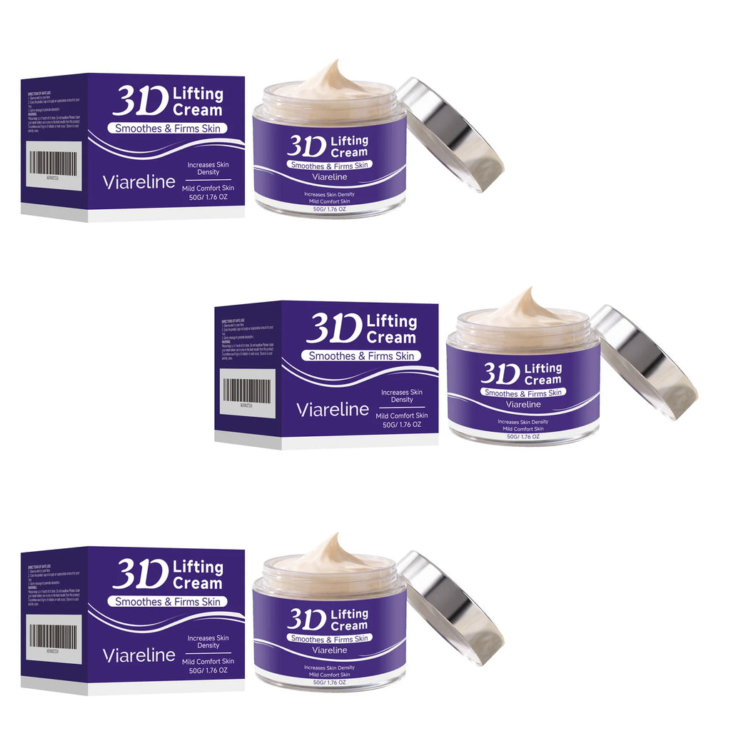 Viareline 3D Lifting Cream Improve Sagging Firms Skin Radiance Boost Deep Hydration Skin Care Product Hyaluronic Acid Face Cream Qme 3 X 50g Boxed