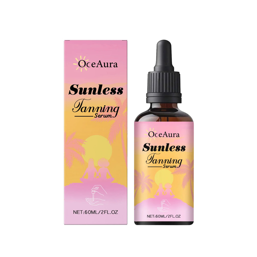 OceAura Sunless Tanning Serum Natural Bronze Gentle Deep Nourishing Even Skin Tone Dullness Reducing Sun Free Tanning Care Drops Qme 60ml Boxed