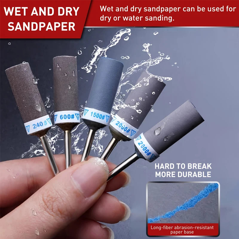 18pcs Sanding Drum Set with 1/8" Shank, Multiple Grits (180/240/600/1000/1500/2000) - Ideal for Metal Rust Removal and Stone Gri Qme