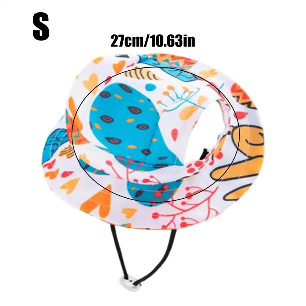 Pet Sun Hat for Cats Sunlight Blocking Round Brim with Ear Holes Dog Cat Sun Protection Hat for Outings Photography Sports Qme S