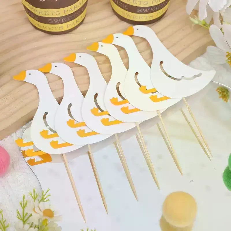 24pcs Silly Goose Cake Birthday Cakeate Insert Card Birthday Cakeateating Cupcake Toppers Kids Birthday Qme