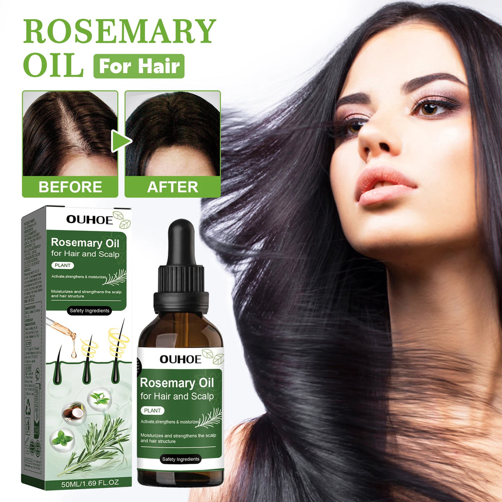 Rosemary Oil for Hair 50ml Scalp Treatment with Coconut Peppermint Oil Nourishing Hair Serum for Shine Strength All Hair Types Qme