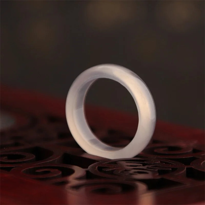 New Hot Fashion New Natural Stone Agate Rings Charms Multi-color Elegant Jewelry Party Gift for Women or Girlfriend High-Quality Qme WHITE