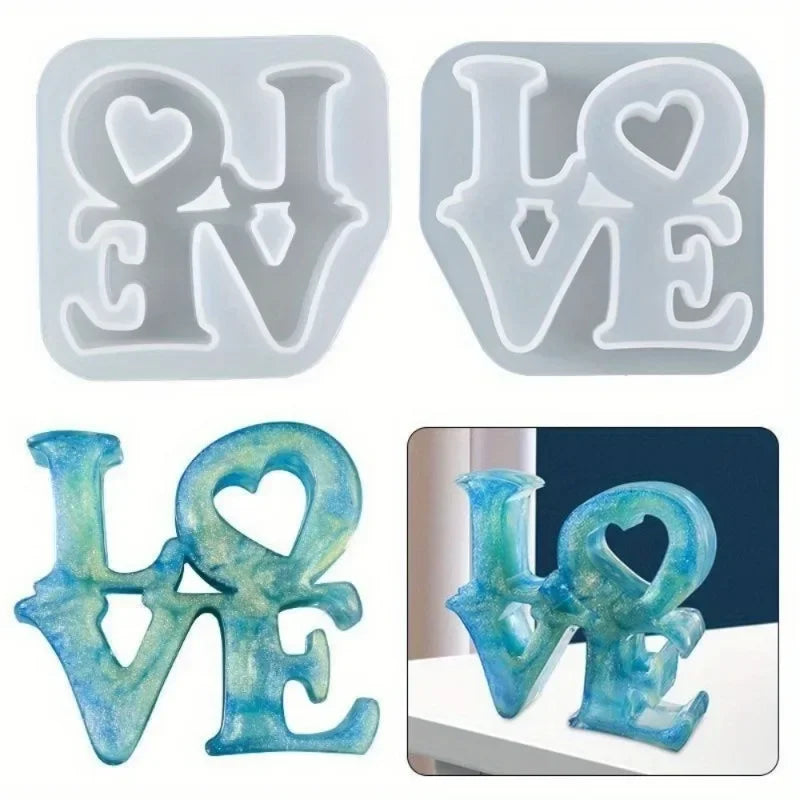 1Pc Love English Letters Aromatherapy Wax Pendant Silicone Molds DIY Gypsum Plaster Silicon Mould For Car Decoration Valentine Qme