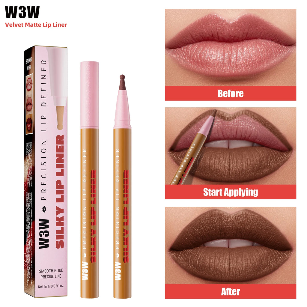 Waterproof Long Lasting Lip Liner Pencil, High Pigment Smooth Matte Lip Liner, Sweatproof Non-Fading Lip Contour Makeup Qme