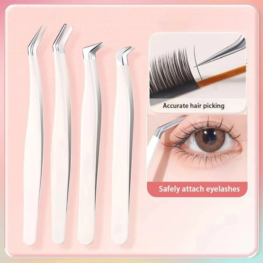 Multifunctional Tweezers Stainless Steel Eyelash Grafting False Qme
