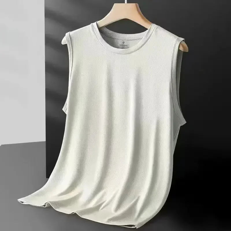 Men's Trendy Thin Breathable Quick Drying Sports Casual Wide Shoulder Sleeveless T-shirt Tank Top Casual Fashion Outerwear Qme QH 5XL