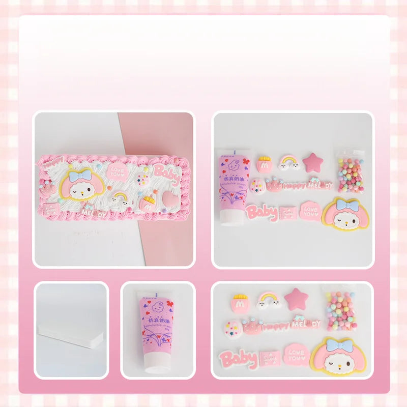 Hello Kitty DIY Pencil Case Student Craft Cream Glue Creative Qme