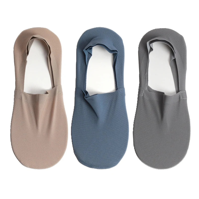 3Pair Lot 100 Cotton Men Boat Socks Fashion Summer Thin Invisible Qme 3 Pairs -B EU38-43 (US5-9)
