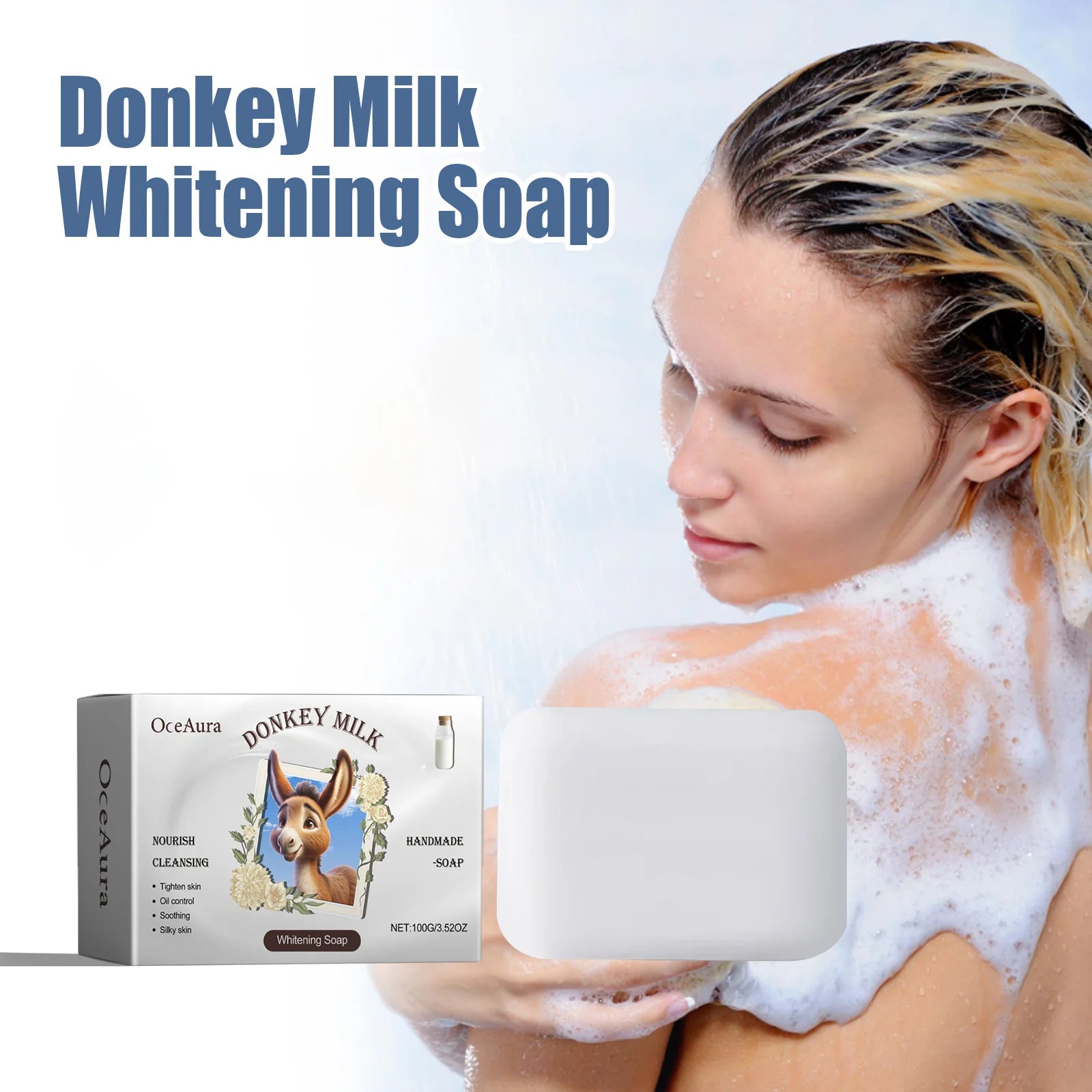 Brightening Body Bath Soap Deep Cleaning Dirt Moisturizing Oil Control Improves Skin Dullness Donkey Milk Natural Handmade Soap Qme