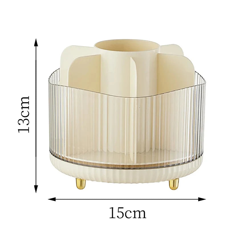 Cosmetics Storage Bucket Grid Lid Transparent Simple Light Makeup Qme Without cover White