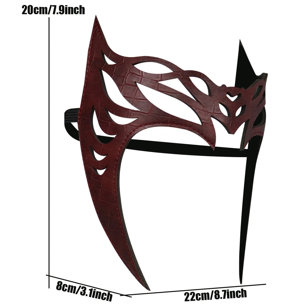 Superhero Scarlet Witch Cosplay Headband Mask Leather Headwear Face Cover Halloween Costumes Party For Adult Cosplay Props Qme