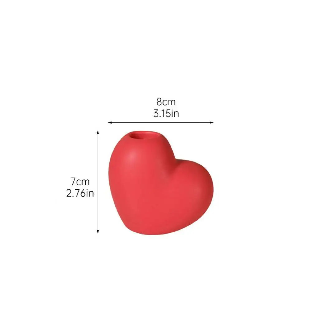 Red Heart Ceramic Candle Stands Romantic Ornaments Wedding Valentine Qme mute red M 1Pc