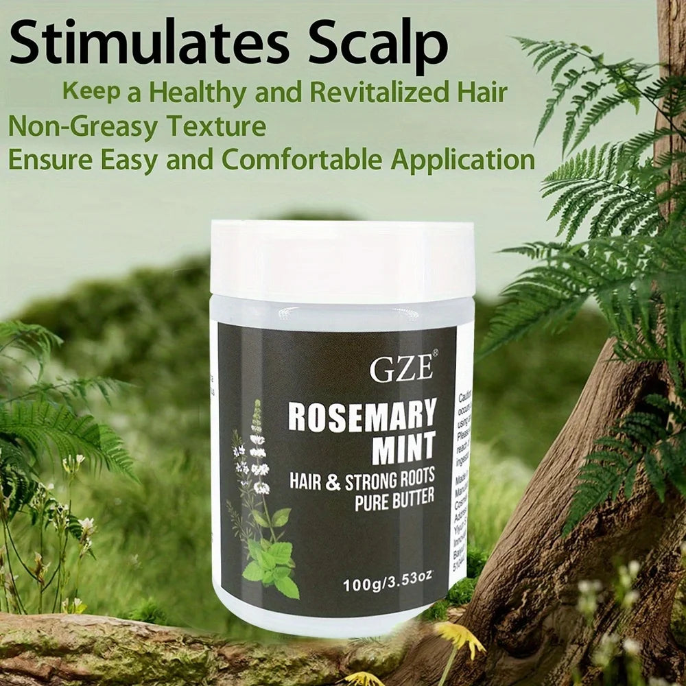 GZE Rosemary Mint Hair & Strong Roots Butter - Natural Hair Growth & Damage Repair Treatment for Stronger, Healthier Hair Qme