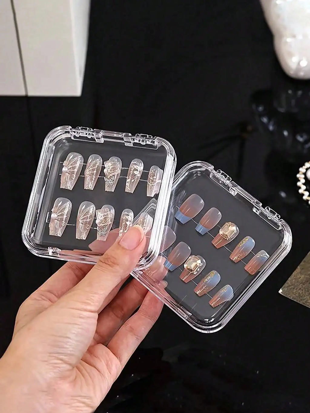 1 5 10 Transparent Nail Art Storage Box Fake Nails Organizer Press-on Qme