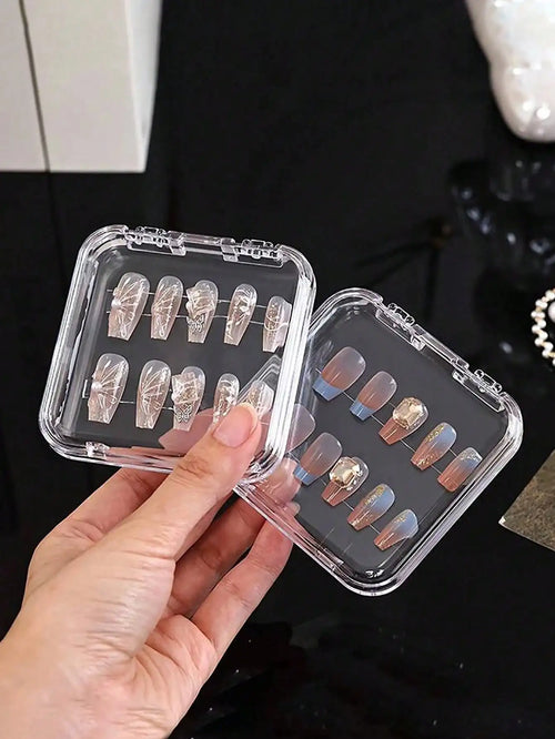 1 5 10 Transparent Nail Art Storage Box Fake Nails Organizer Press-on Qme