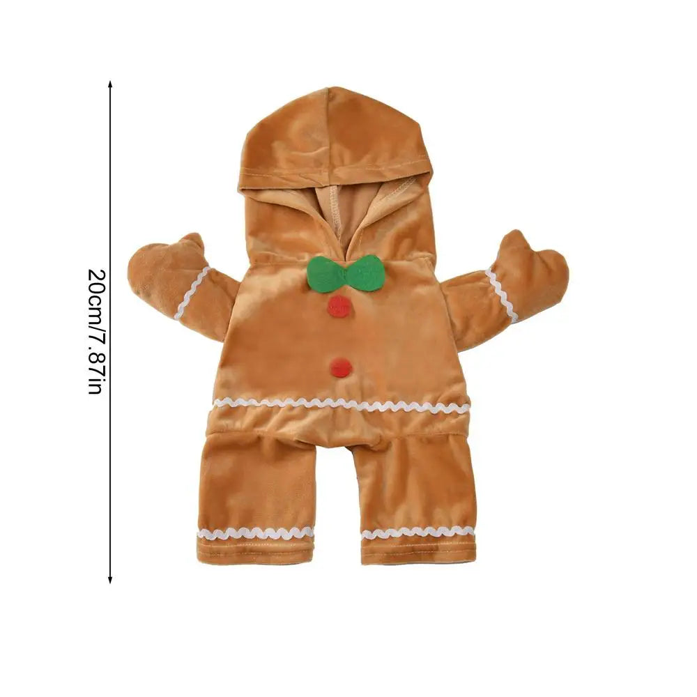 NEW Dog Gingerbread Costume Pet Cute Hooded Jumpsuit Christmas Cosplay Clothes Brown Outfit for Cat Party Decoration Supplies Qme S