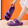 Summer Thick Platform Slippers Double Row Couple Flat Sandals Outside EVA Men Soft Beach Thick Sole Non-slip Indoor Shoes Qme PL 36-37