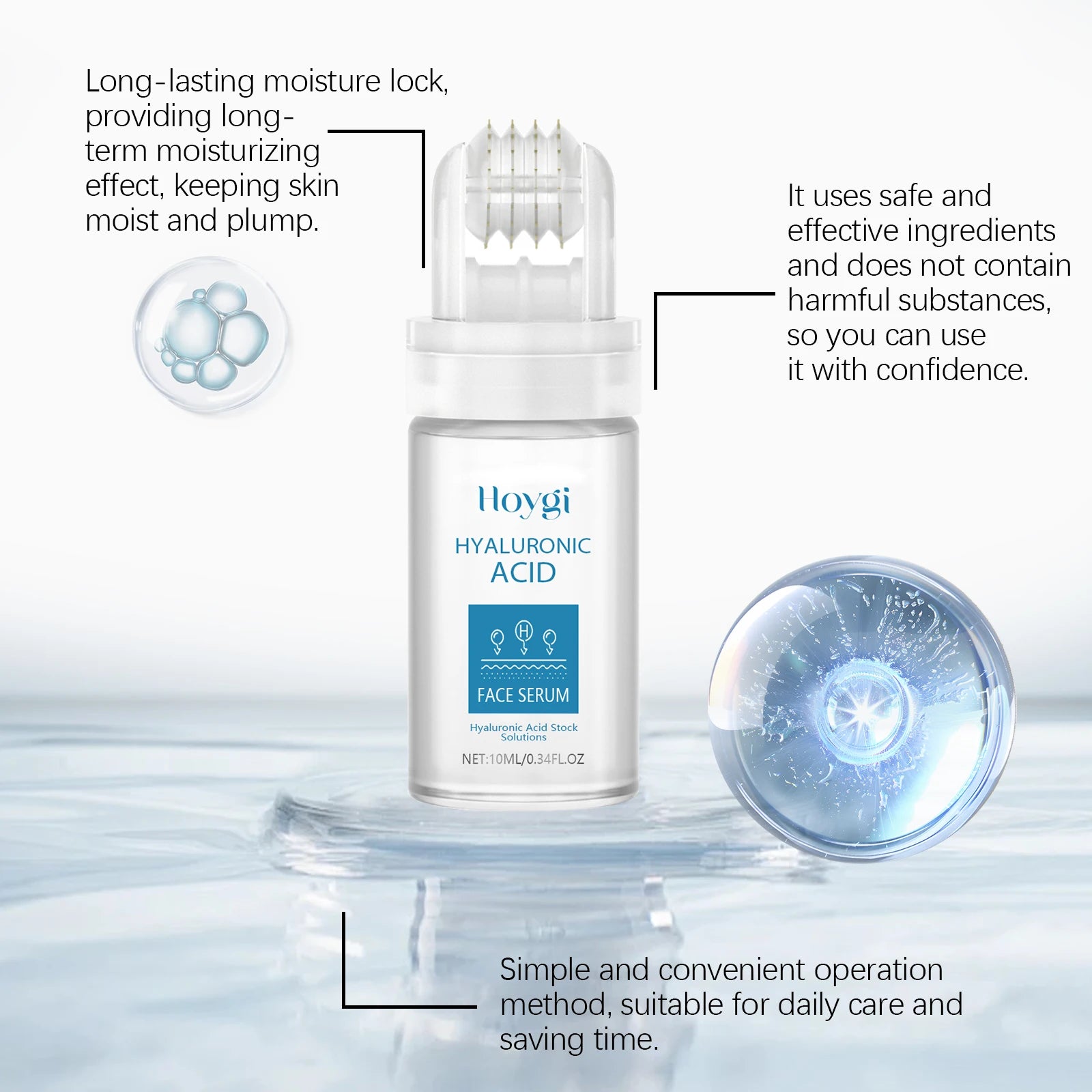 0.25mm Micro Needle Essence Hyaluronic Acid Microneedle Roller Facial Serum Hydrating Brightening Pore Refining Beauty Skin Care Qme