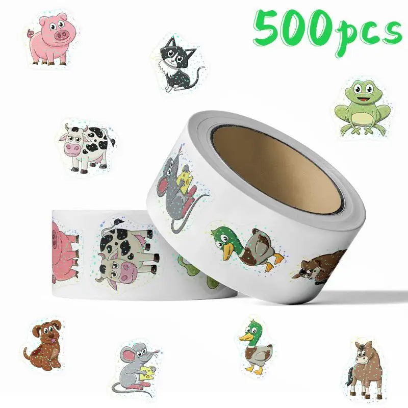 Cute Animal DIY Decals Roll Cartoon Self Adhesive Stickers Kids Qme