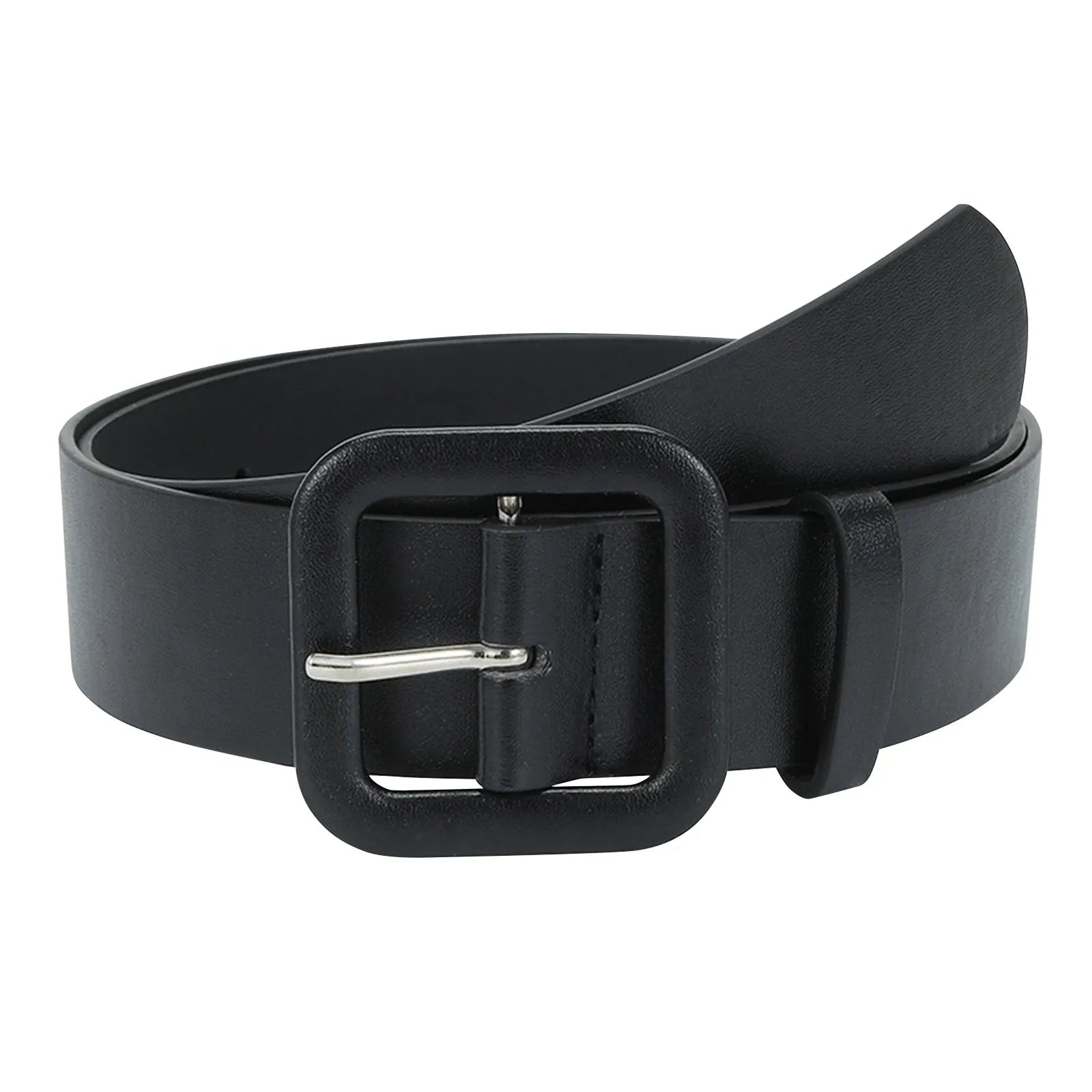 Ladies' Square Buckle Candy Colored Decorative Belt Fashionable Casual Versatile PU Leather Wide Belt Daily Dress Up Accessories Qme