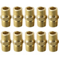 10pcs Brass Pipe Hex Nipple Fitting Quick Coupler Adapter Connector 1/4in For BSP Male To Male Thread Water Oil Air Connector Qme Default Title