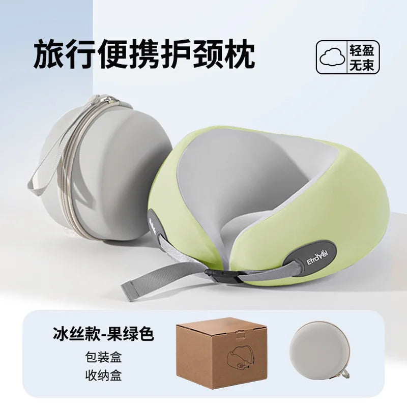 Compact Lightweight Memory Foam U-shaped Pillow Travel Neck Support Qme Olive Green