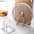 Stainless Steel Household Pot Lid Rack Cutting Board Kitchen Storage Qme Default Title