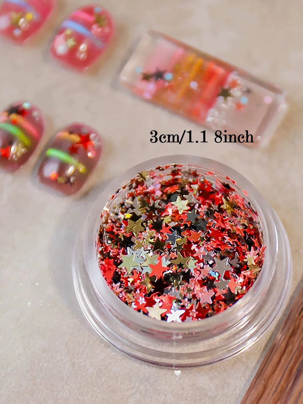 1 2 Boxes Mixed-size Holographic Star Laser Glitter Nail Stickers Qme
