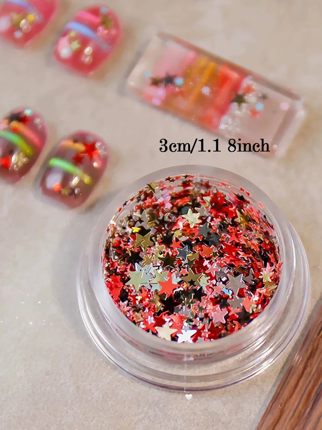 1 2 Boxes Mixed-size Holographic Star Laser Glitter Nail Stickers Qme
