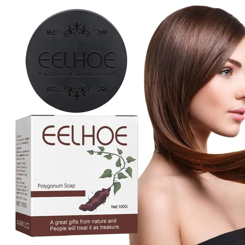 Polygonum Hair Darkening Shampoo Soap Bar Repair Gray White Black Qme