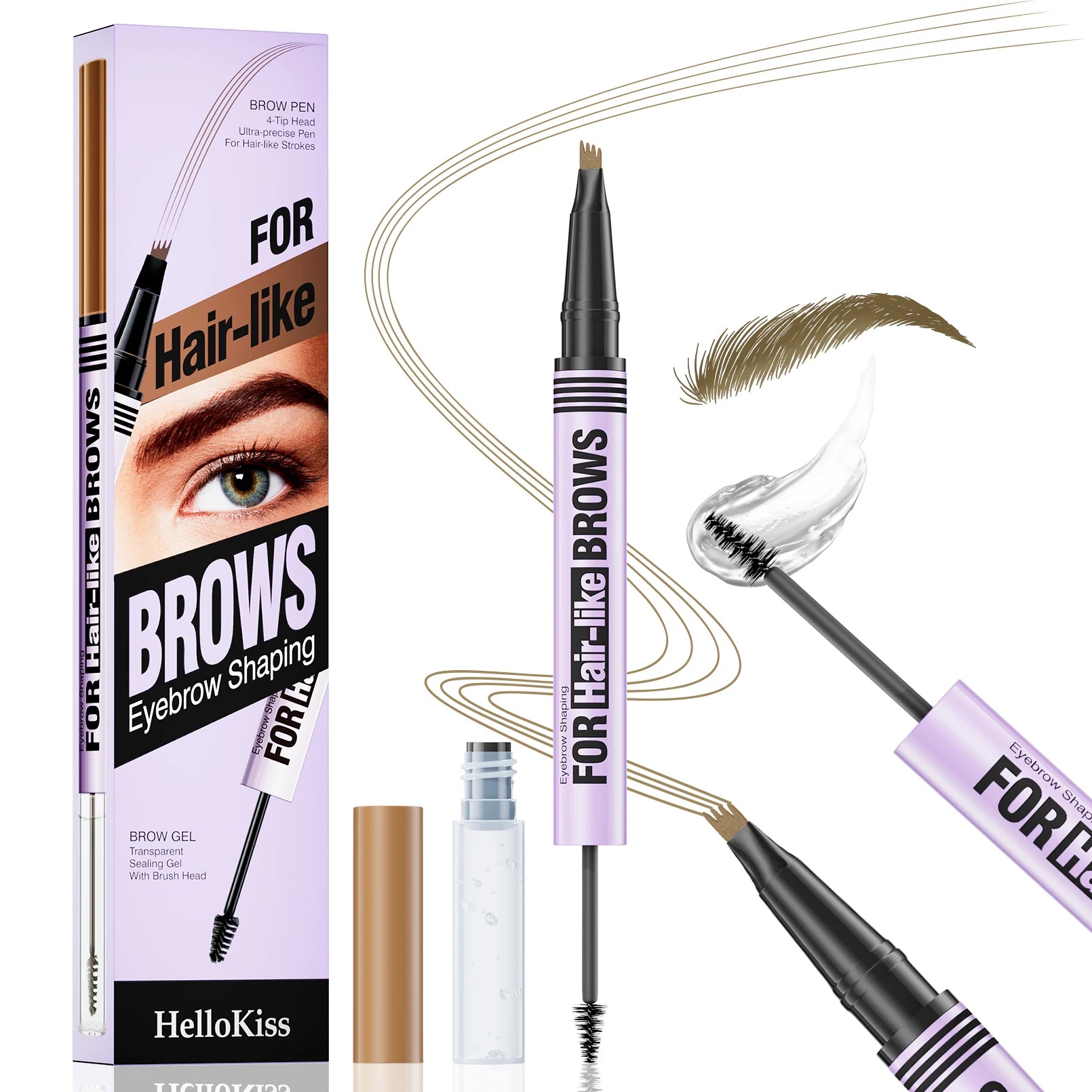 1PC Double-Ended Waterproof Eyebrow Pencil - Non-Fading, Precise Application for Long-Lasting Brow Makeup Qme 9713-1