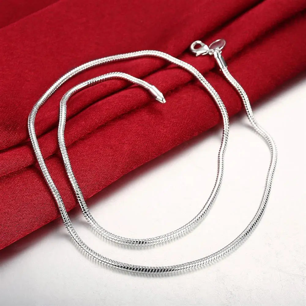 925 Sterling Silver 16-30inch 3MM Snake Bone Chain Necklace For Women Men Wedding Fashion Jewelry Charm Gifts Qme