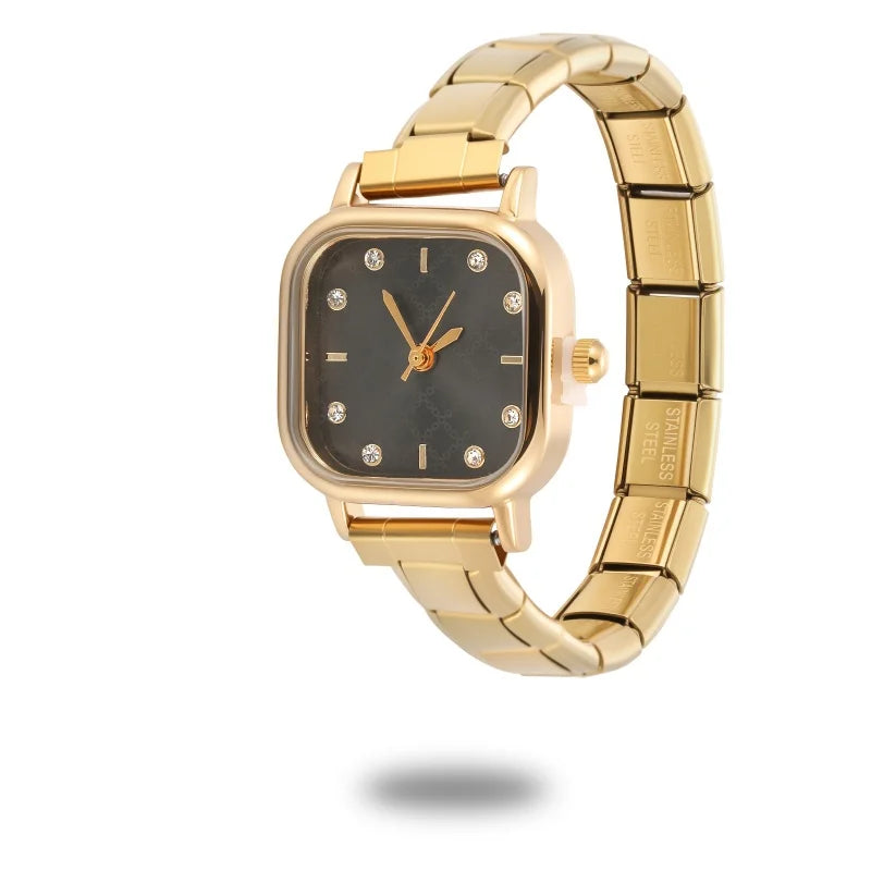 2026 Fashion Women's Men's DIY 9mm Width Italian Elastic Charm Stainless Square Octangle Watch Bracelet Bangle For Birthday Gift Qme Style 8
