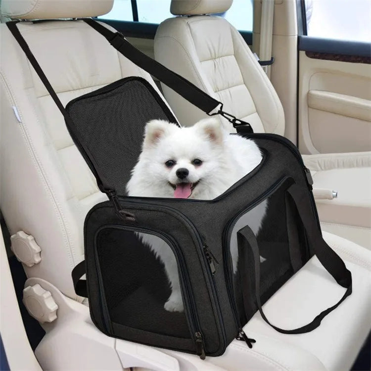 Foldable Breathable Oxford Pet Carrier Bag Portable Dog Cat Travel Transport Bag Safe Pet Car Seat Bag For Self-driving Tour Qme
