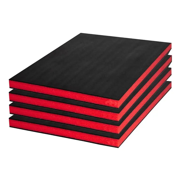 A02F-For Toolbox Hard Case Compatible Foam Inserts, 4-Pack 16X12x1 Inch, Tool Box Foam, Polyethylene Storage Sheets Qme Black Red