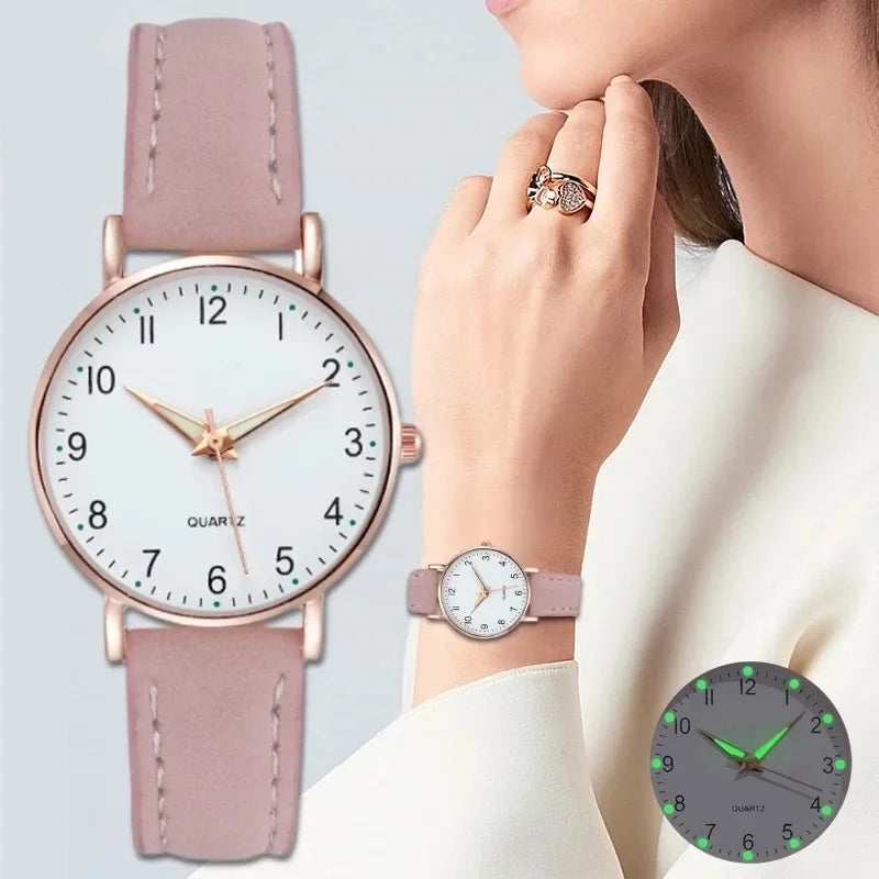 Moda feminina relógios casual árabe dial senhoras pulseira de couro relógio de quartzo reloj mujer meninas relógio presente Qme