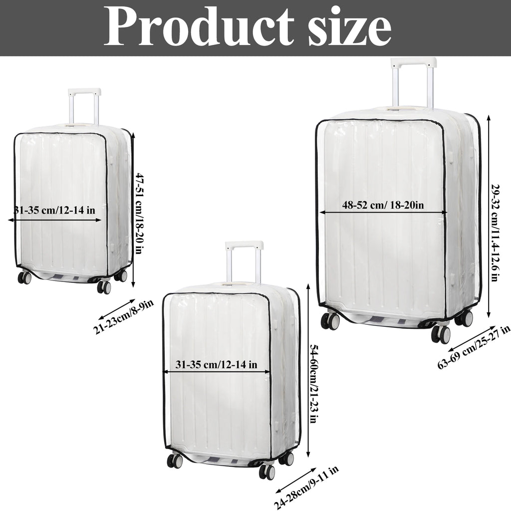 3Pcs Suitcase Cover Protectors PVC Luggage Cover For Suitcases 20/24/28 Inch Transparent Clear Suitcase Cover For Wheeled Trolle Qme